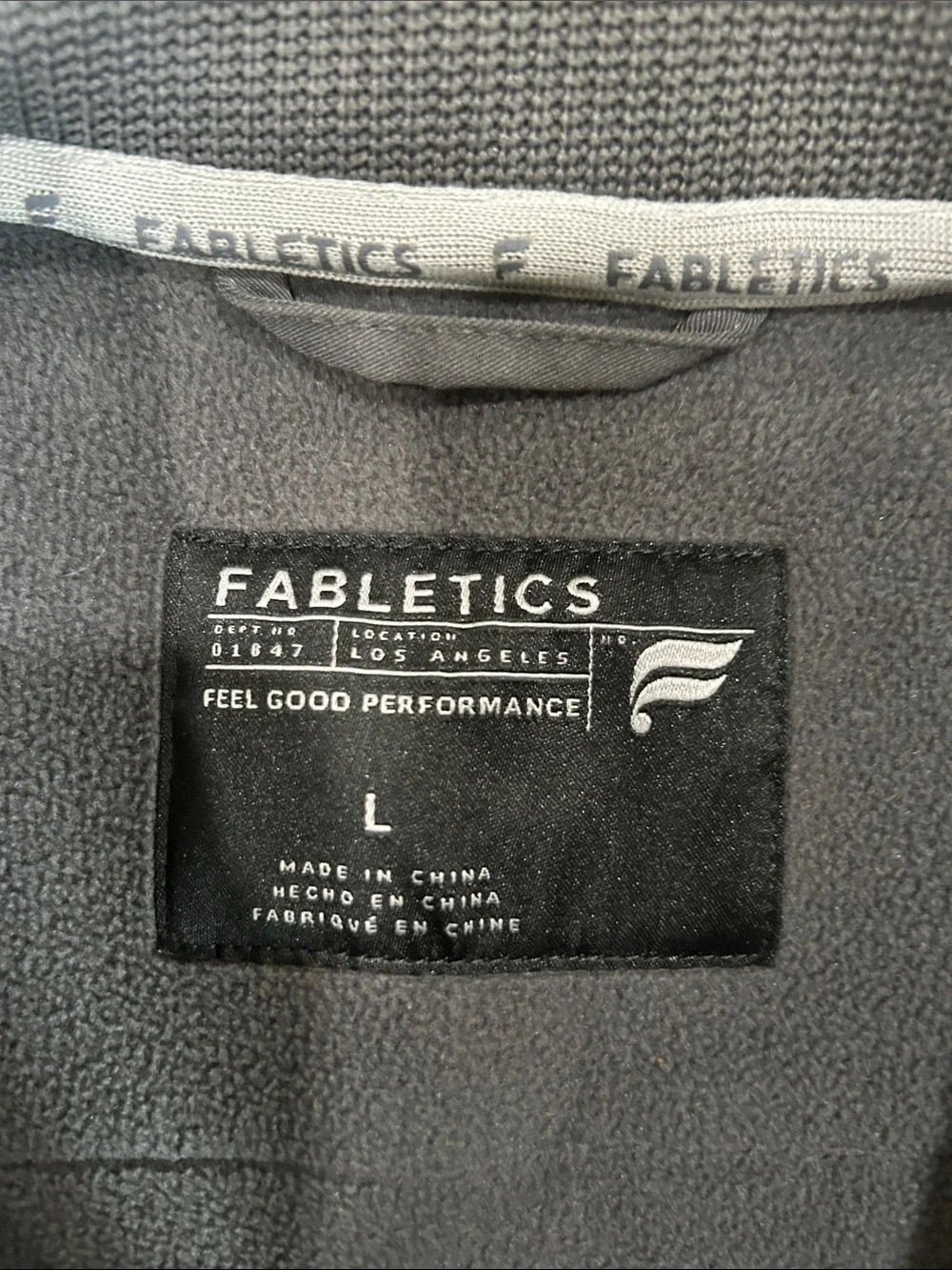 Fabletics men’s gray vest feel good performance, large zip pockets